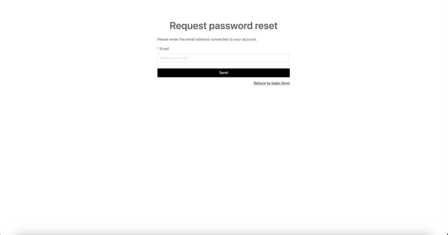 Reset password page