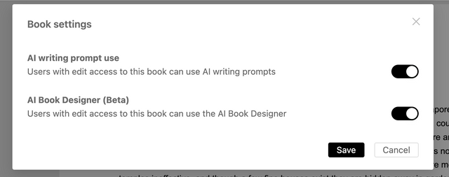 Enable or disable the AI Book Designer in book settings